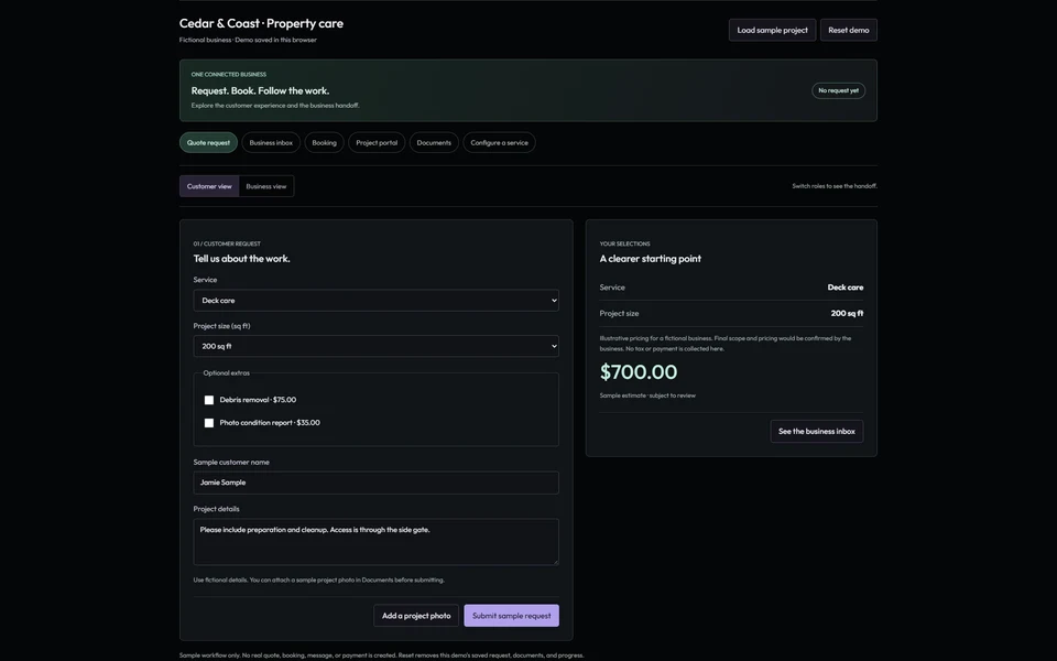 Quote requests & estimates preview