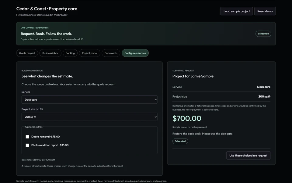 Service configurator preview